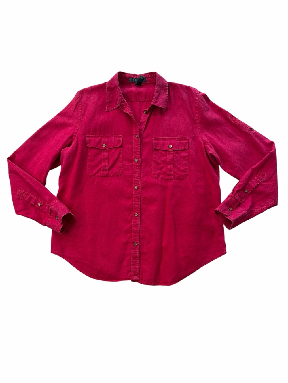 Ralph Lauren Red Linen  Button-Up Shirt